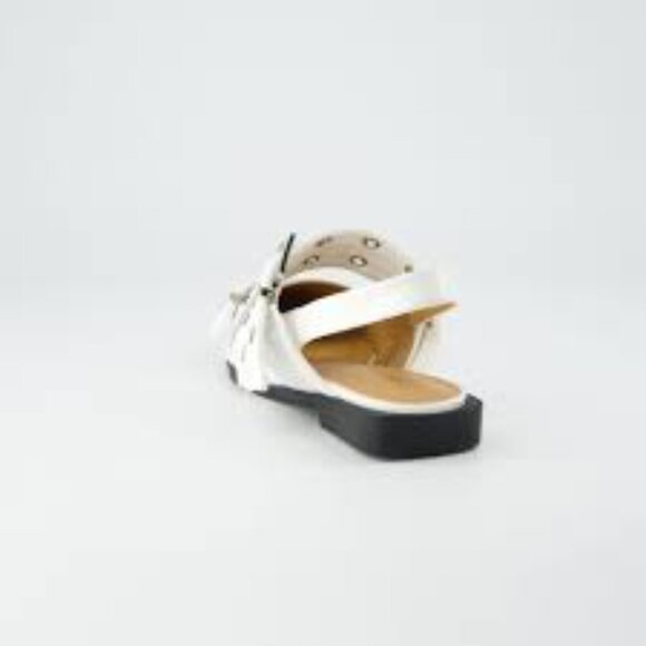 NWB CUSHIONAIRE Women 8 White Patent Silver Buckle Point Toe Flats Shoes - Picture 5 of 6